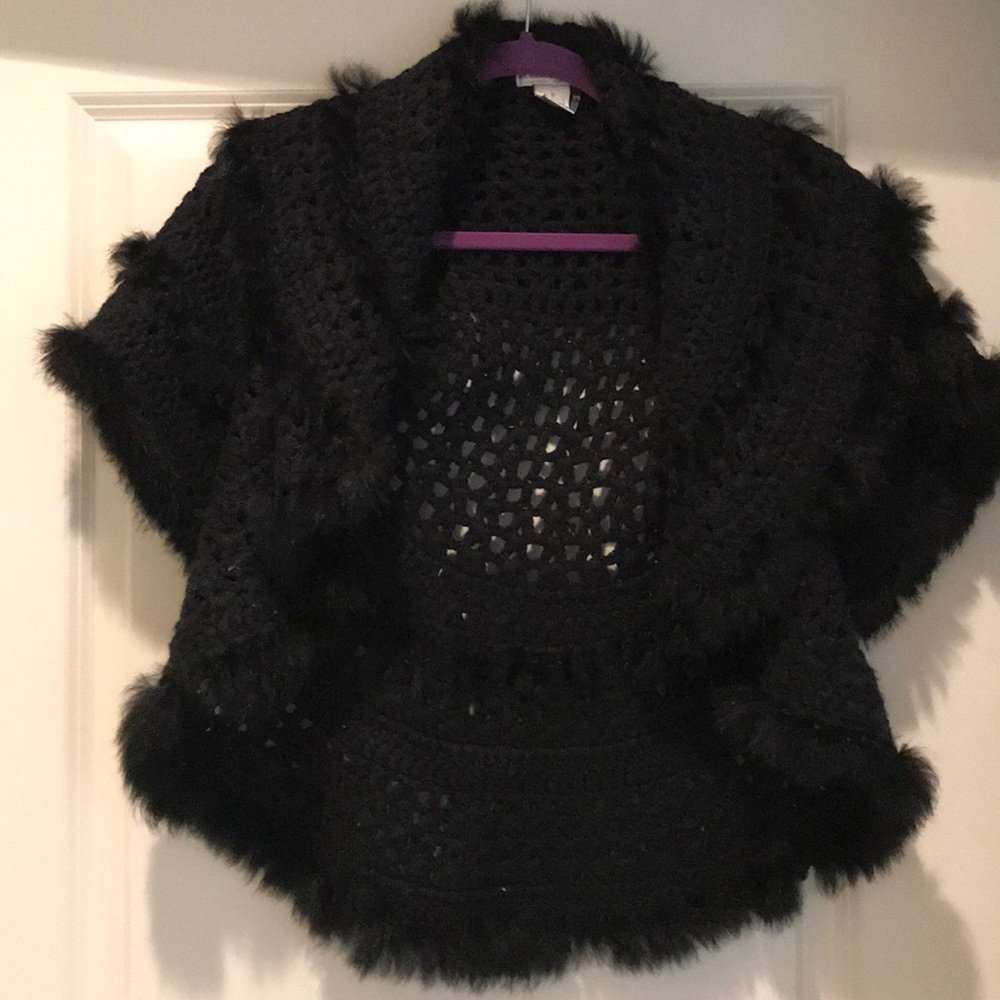 Alberto Makali fur trimmed cape